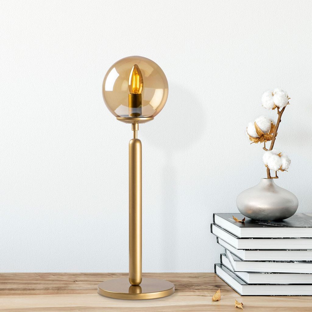 Opviq, Vintage Tischlampe mit Metallkörper, Glasabdeckung, 18 x 18 x 52 cm | Kabel 200 cm, E14 Fassung, max. 40 W | Elegantes Design für modernes...