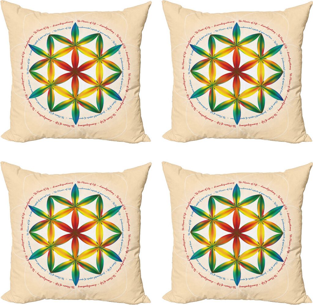 ABAKUHAUS Geometrie Kissenbezug Set (4 Stück), Space Time Spiral, Moderner Doppelseitiger Digitaldruck, 50 cm x 50 cm, Mehrfarbig