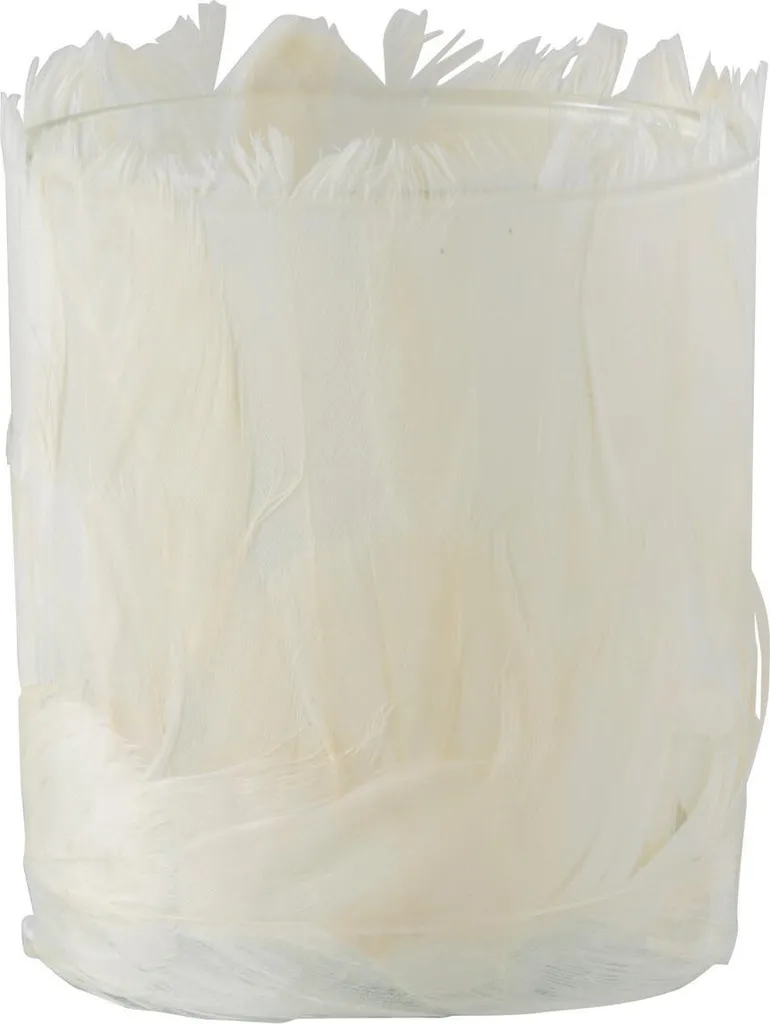 J-Line Porte-bougie à réchaud Plumeau en verre crème chic Ø 8 cm