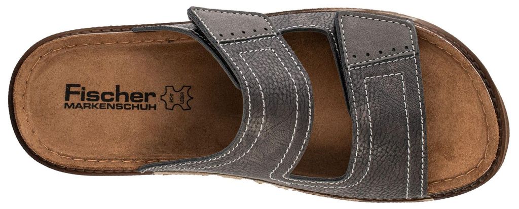 Fischer Herren Pantolette Riemen mit Klett abgesetzte Grifffläche 566662, Größe:44 EU, Farbe:Schwarz