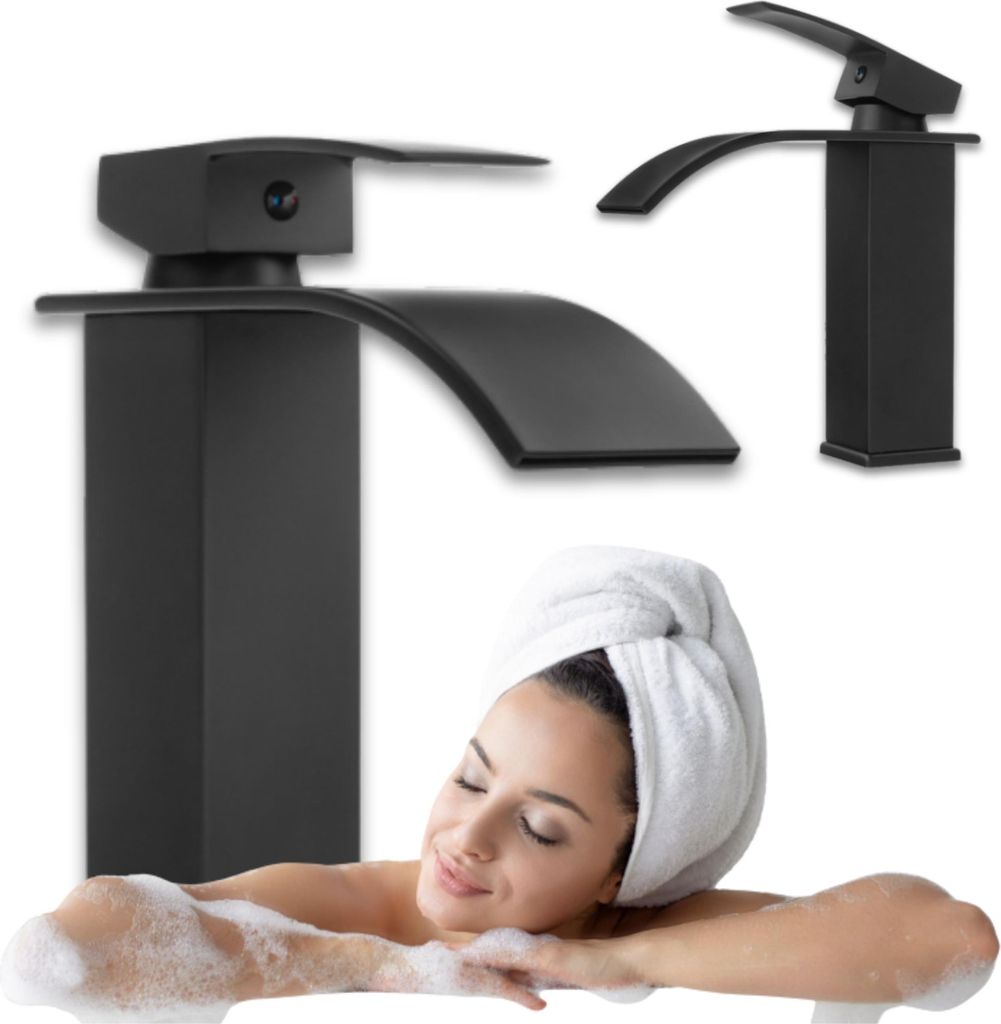 Silla | Wasserhahn - Waschtischarmatur - Schwarz - 18,5 cm Höhe - Badarmatur