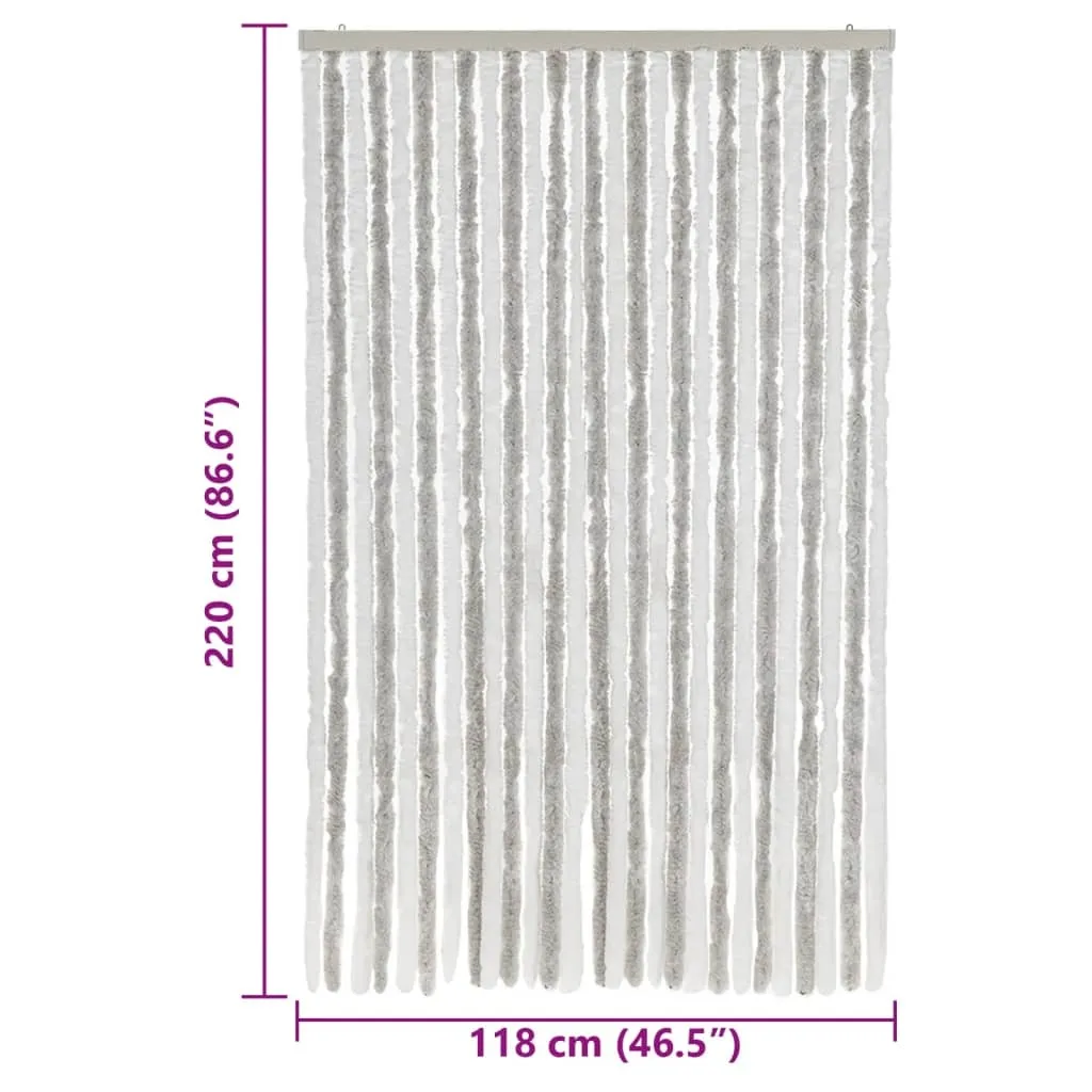 Solution anti-mouches rideau chenille gris blanc 118x220 cm sans bruit - 7