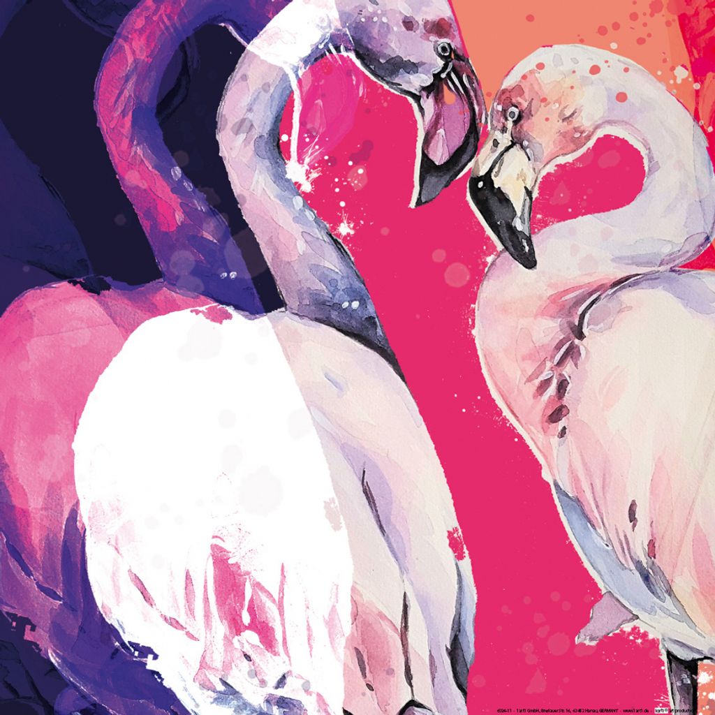 Flamingos Kunstdruck Bild - Flamingo Love (40 x 40 cm)