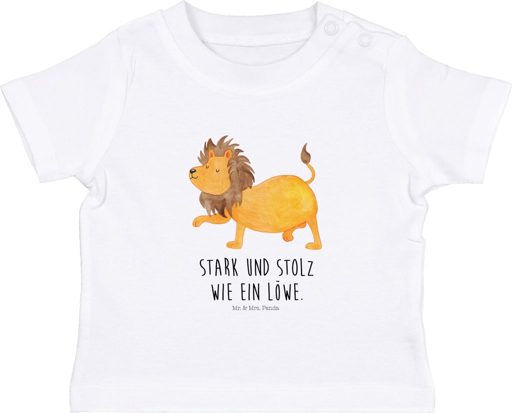 Mr. & Mrs. Panda Babyshirt Sternzeichen Löwe 6. - 12. Monat - Weiß - Geschenk, Kinder Top, Geburtstag Juli, August, T-Shirt, Baby Shirt, Öko, K...