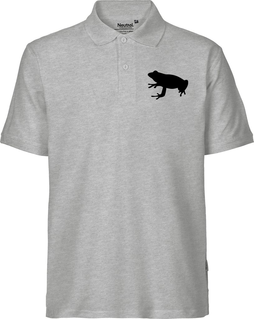 Huuraa Herren Polo Shirt Frosch Kröte Silhouette XXL Sport Grey Bio Baumwolle Fairtrade Poloshirt Geschenkidee