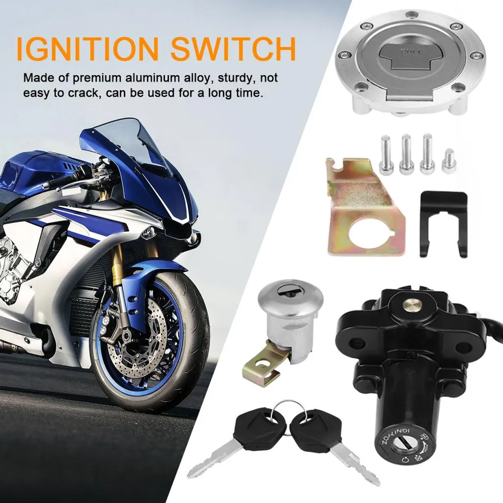 Kit Serrure d'Allumage 15643 et Verrou de Selle Moto en Acier Inoxydable