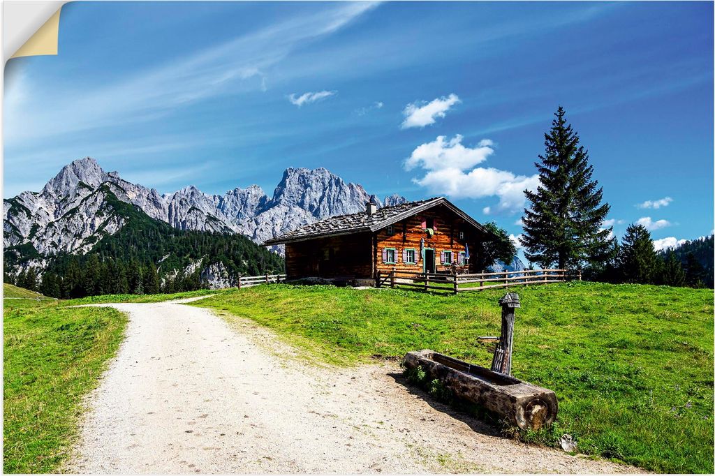ARTland Wandbild, selbstklebend Blick auf die Litzlalm mit Hütte Größe: 120x80 cm