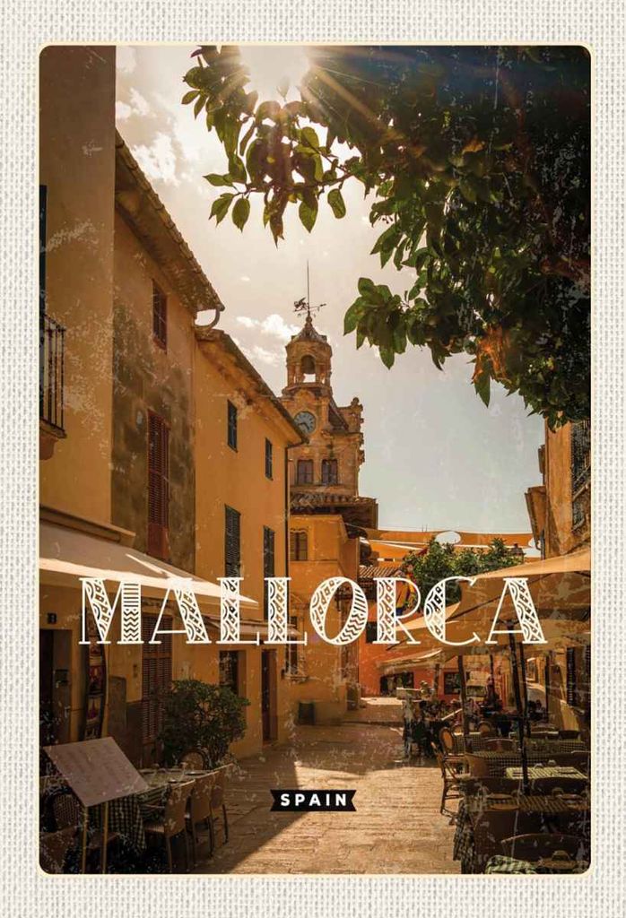 vianmo Holzschild 30x20 cm Mallorca Spain Urlaubsort Altstadt Bildmotiv Reisemotiv Abenteuer Reisen