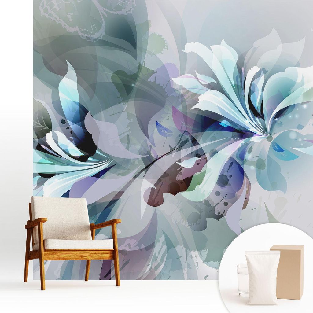 Fototapete - 250x250 cm - Tapete - Wandtapete - Wandbilder - Dekofolie - Tapete Folie - Wand - Dekoration - Wohnzimmer - Florale Abstraktion