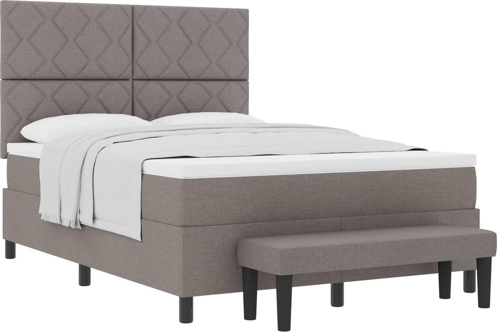 Boxspringbett mit Kopfteil Taupe 160 x 200 cm Stoff
