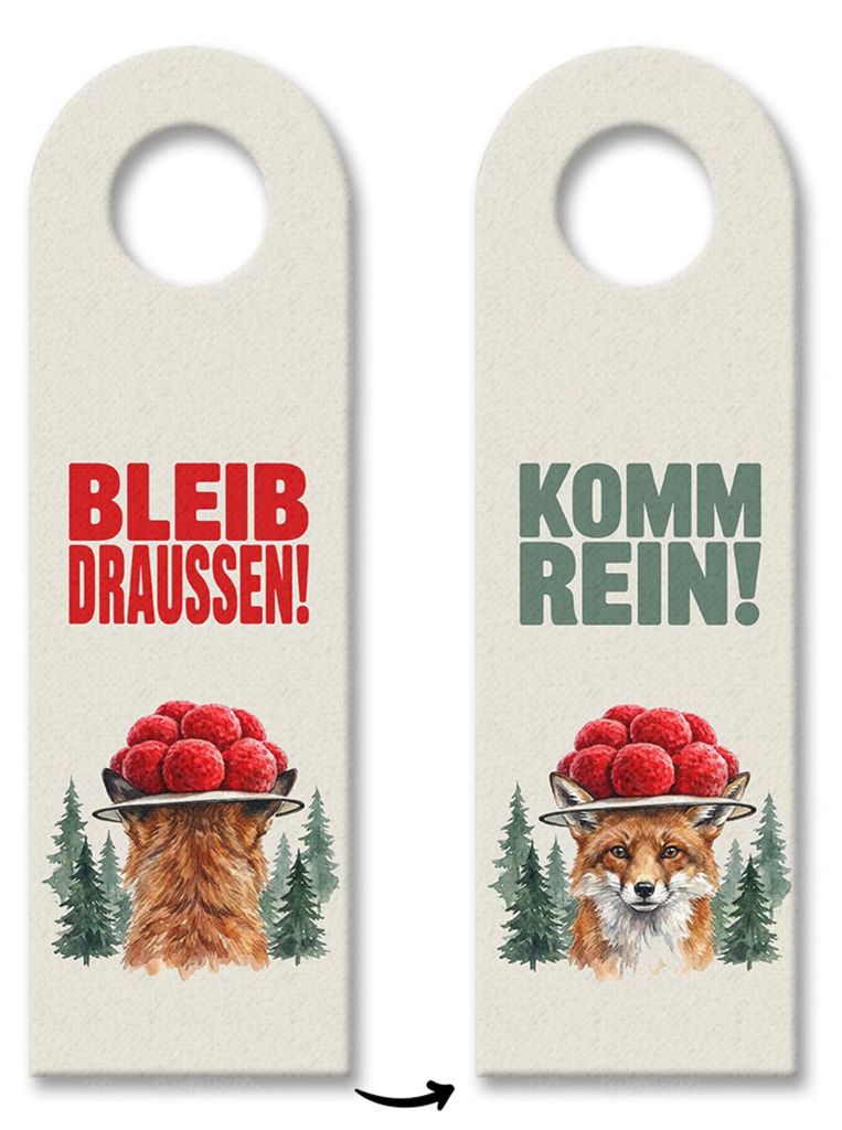 Rotfuchs mit Bollenhut Türhänger 10er Set Schwarzwald Motiv