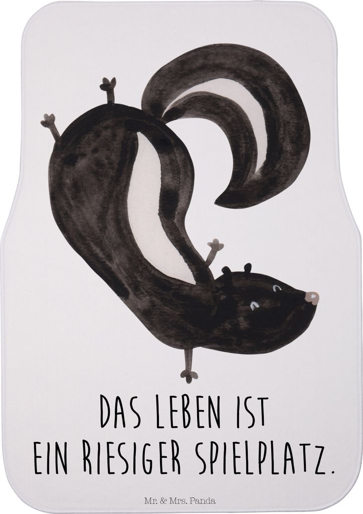 Mr. & Mrs. Panda Fußmatte Fürs Auto Stinktier Handstand - Weiß - Geschenk, Autoteppich, Skunk, Auto-Fußmatte, Automatte, Raubtier, Stinker, Spi...
