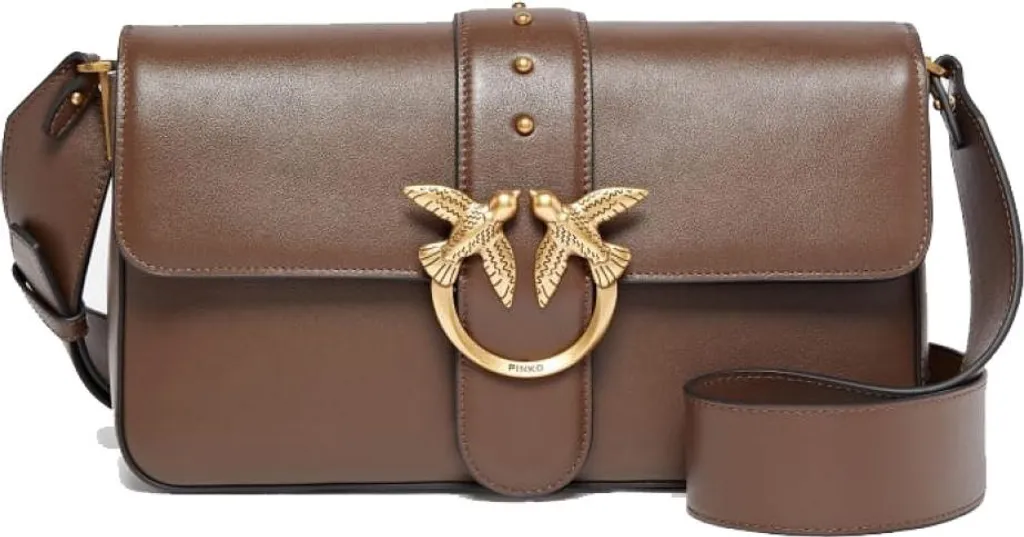 Sac Bandoulière Pinko Love One Mini Slouchy Marron Chic et Compact