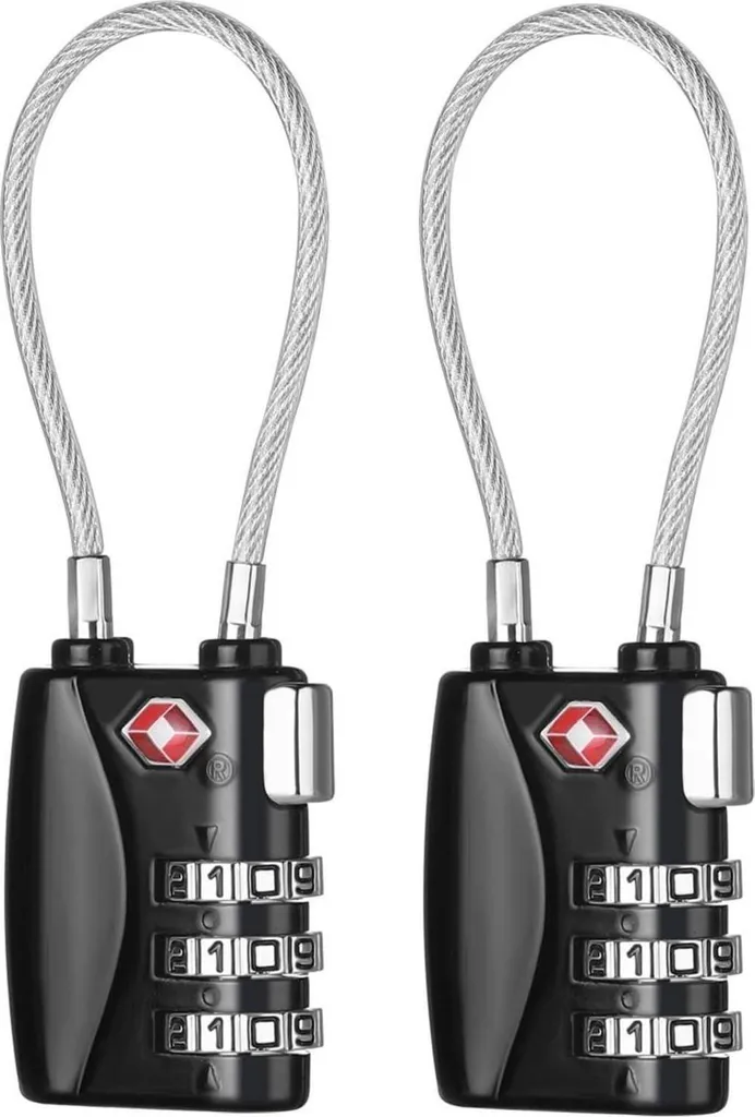Cadenas de voyage TSA à code pour valise - Pack de 2 serrures noires
