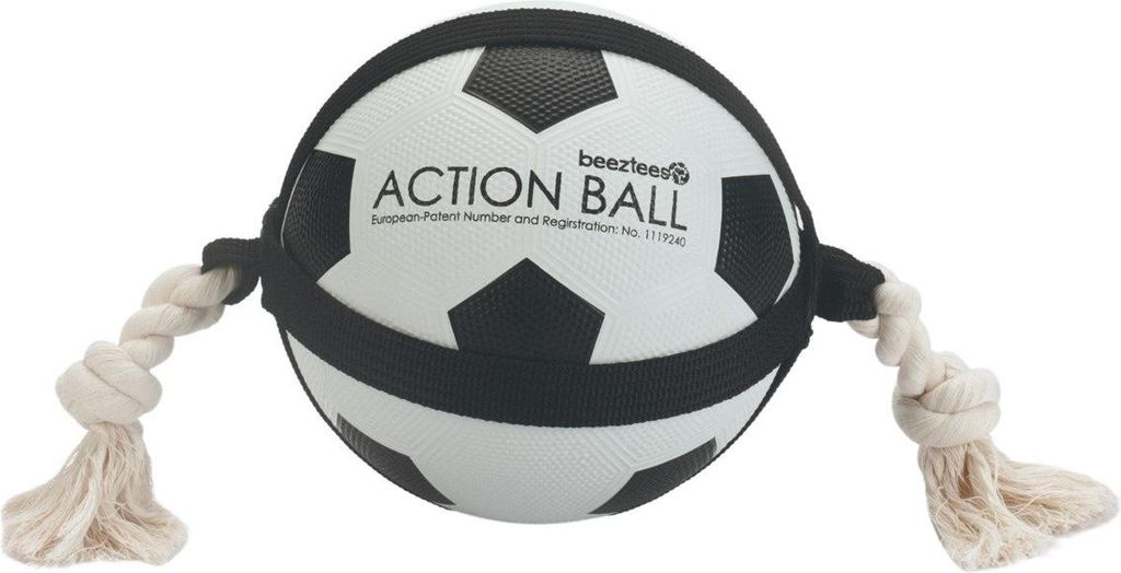Beeztees Action Fußball mit Tau - Hundespielzeug - 19 cm