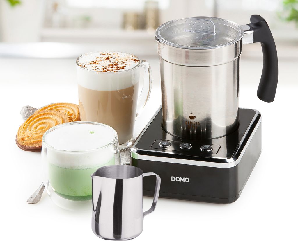 Elektrischer Edelstahl Milchaufschäumer für kalte & warme Milch, Milchkännchen