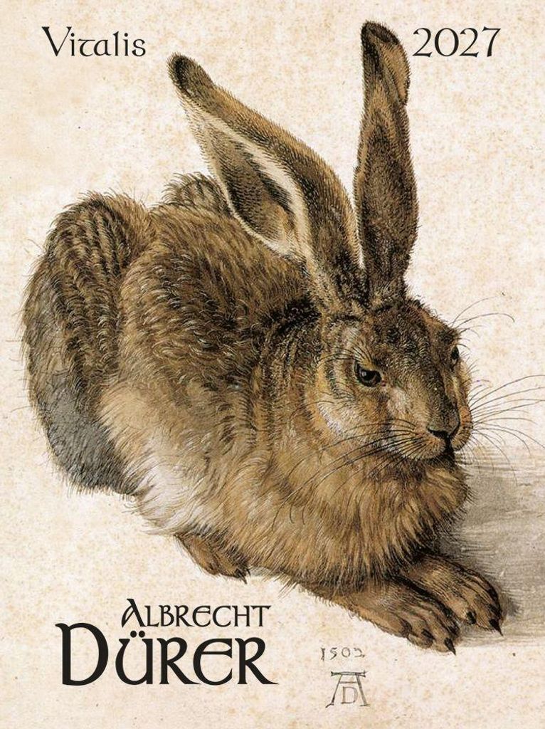 Minikalender Albrecht Dürer 2027 für den Schreibtisch, passt in kleinste Briefkuverts