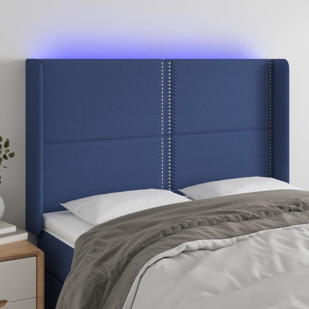 Maison Exclusive - LED Kopfteil Blau 147x16x118/128 cm Stoff
