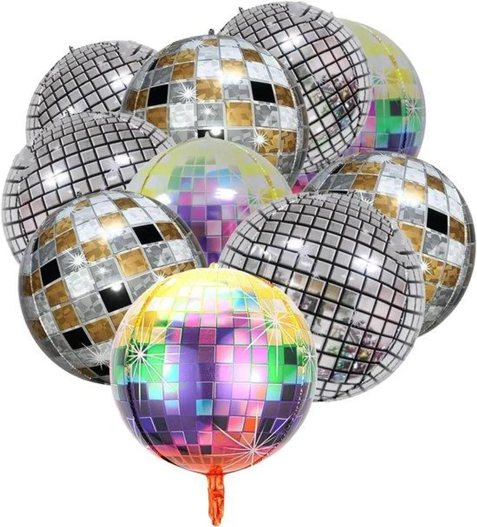 Ballons Disco Hélium 4D - Lot de 10 Décorations Multicolores 22 Pouces