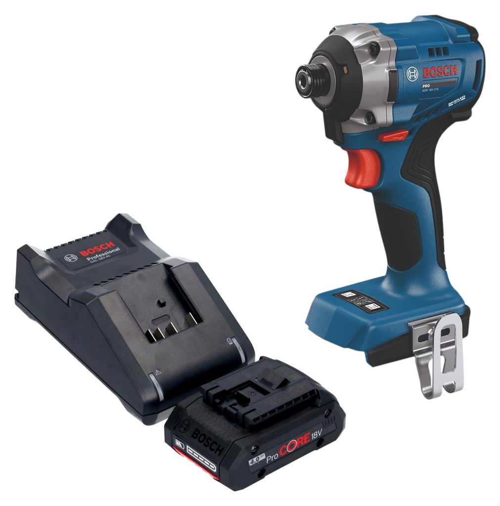 Bosch GDR 18V-215 Professional Akku Drehschlagschrauber 18 V 215 Nm 1/4" Brushless + 1x ProCORE Akku 4,0 Ah + Ladegerät