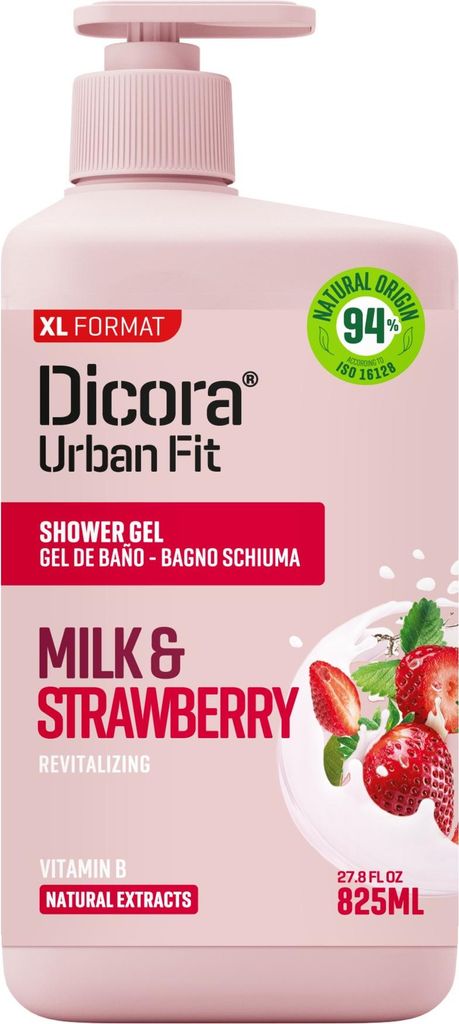 DICORA Duschgel mit Milch- und Erdbeergeschmack, 825 ml Produktbild 
