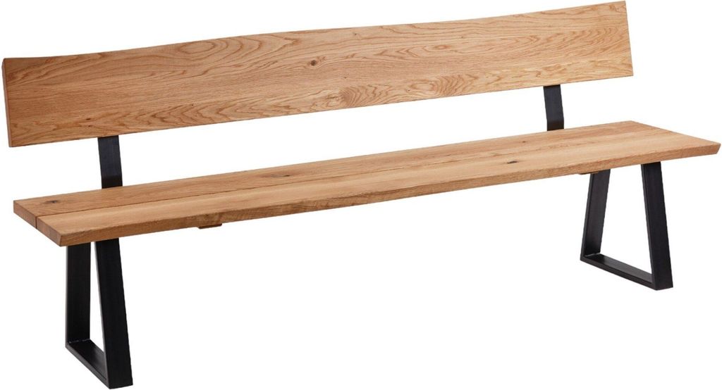 Sitzbank mit Rückenlehne Didi 220 x 54 x 87 Küchenbank Holz massiv Wildeiche 12108-220