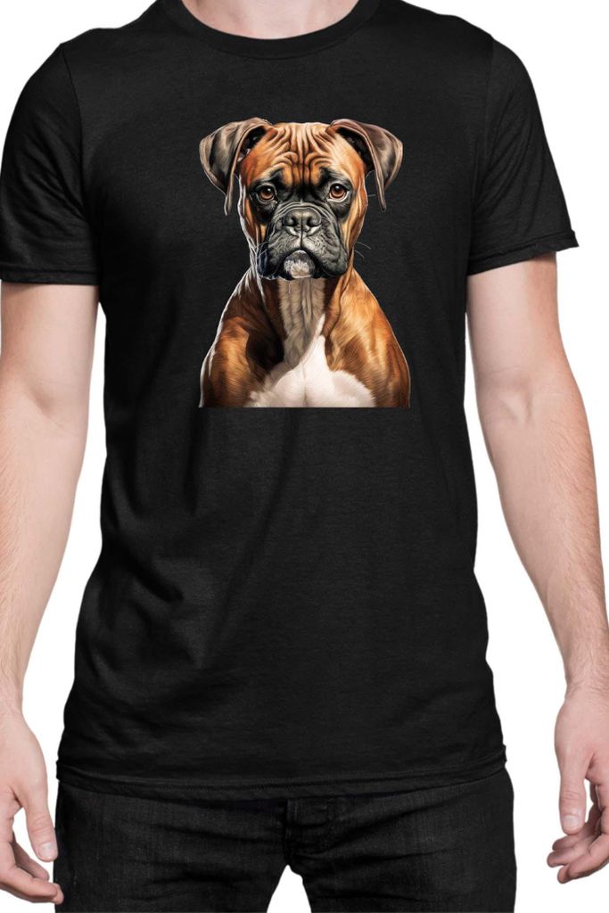 Herren T-Shirt Dogs Breeds Boxer Dog Breed 005, Man M / Schwarz