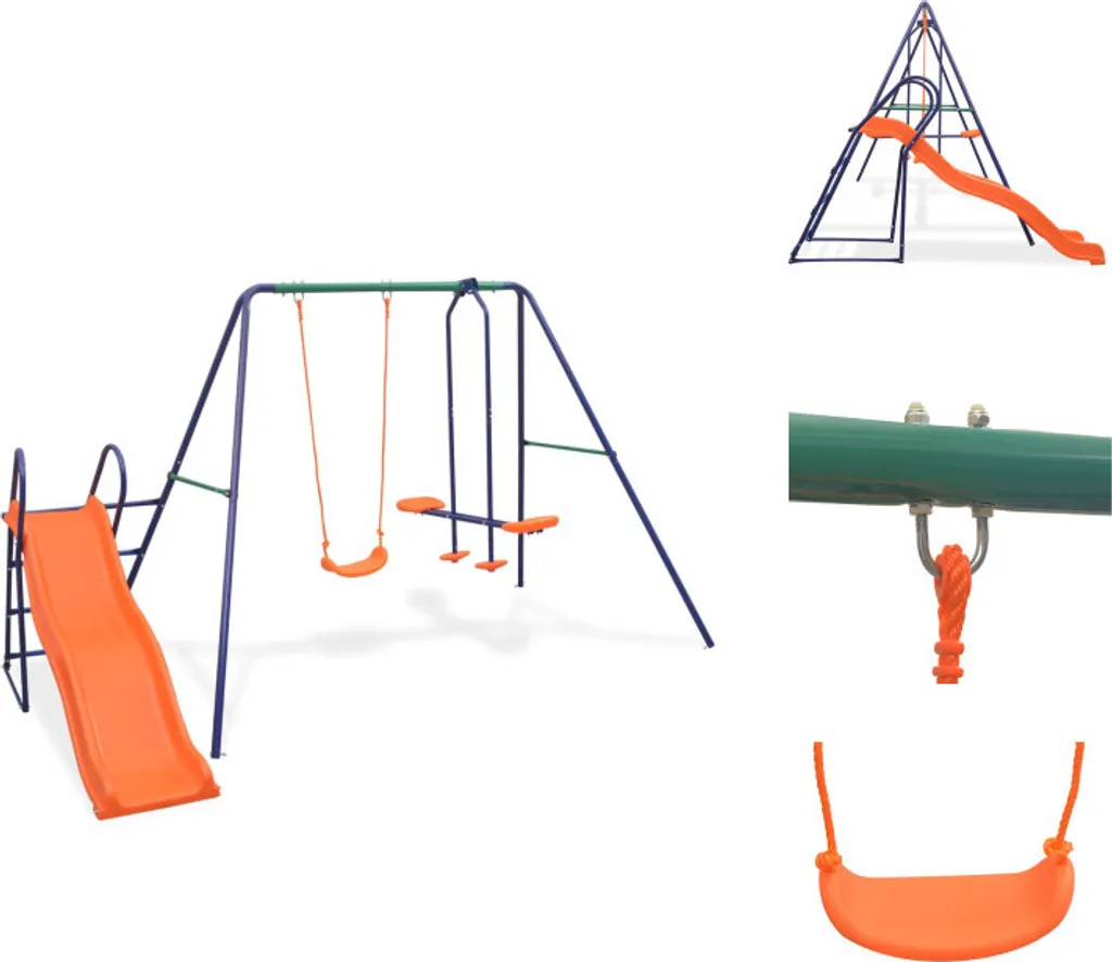 vidaXL Ensemble balançoire avec toboggan et 3 sièges orange 30201