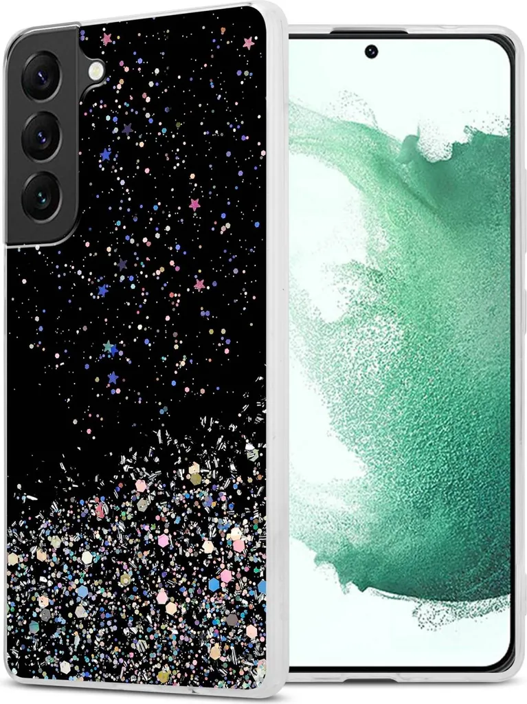 Custodia Samsung S22 Plus Nero Glitter - Cover TPU Cadorabo Sottile