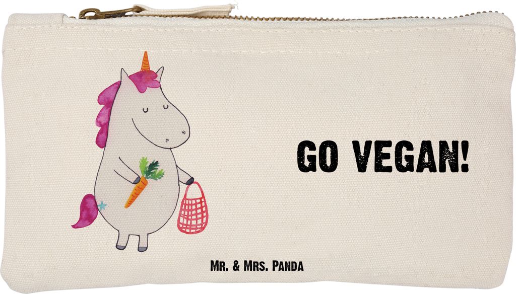 Mr. & Mrs. Panda Federtasche Einhorn Vegan Größe S Klein - Weiß - Geschenk, Gesund Leben, kosmetiktäschchen, Waschbeutel, Unicorn, Kosmetiktasc...