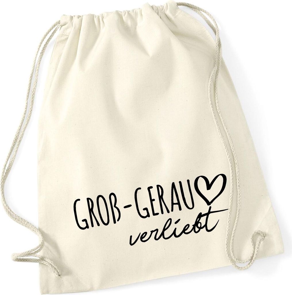Huuraa Turnbeutel Groß-Gerau verliebt 12 Liter Natural Baumwolle Rucksack Geschenkidee