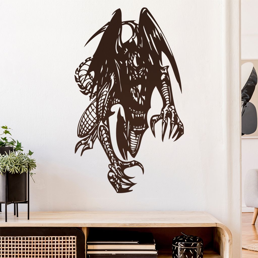 Drachen Biest Wandtattoo in 6 Größen - Wandaufkleber Wall Sticker - Dekoration, Küche, Wohnzimmer, Schlafzimmer, Badezimmer