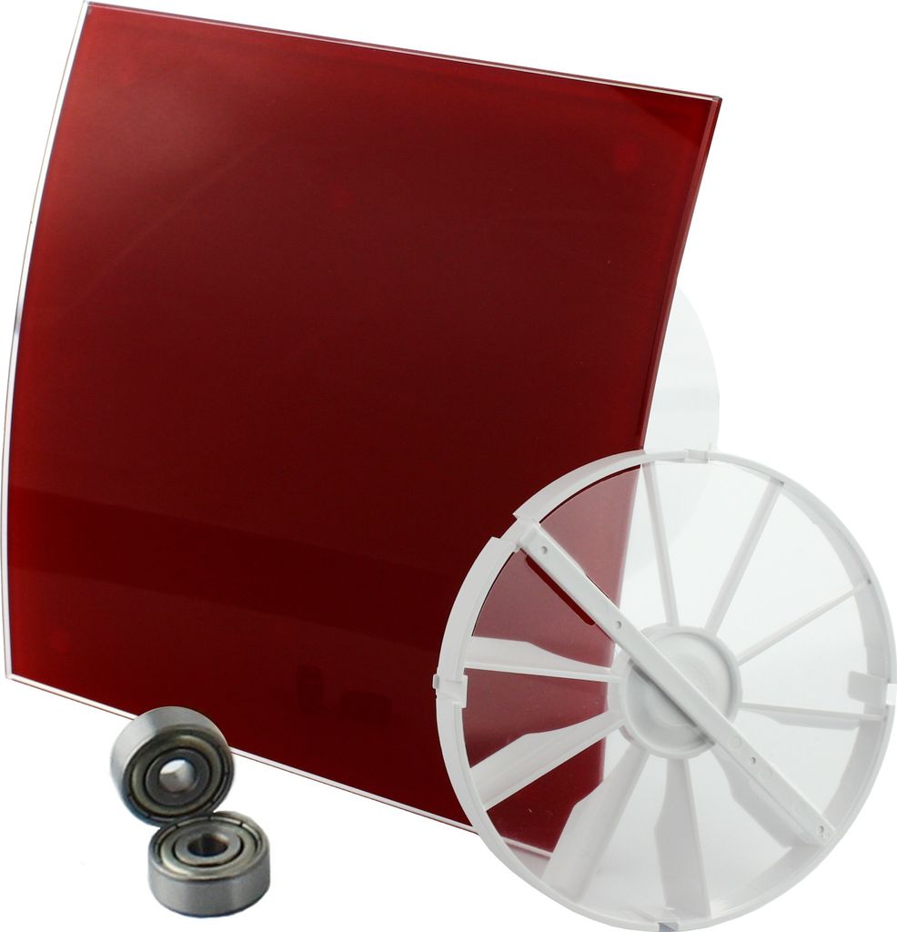 Wohnraumlüfter Lüfter Deckenlüfter Ventilator Badventilator Badlüfter Kugellager Rückstauklappe Ø 100 mm Zugschalter rot glänzend gebogen