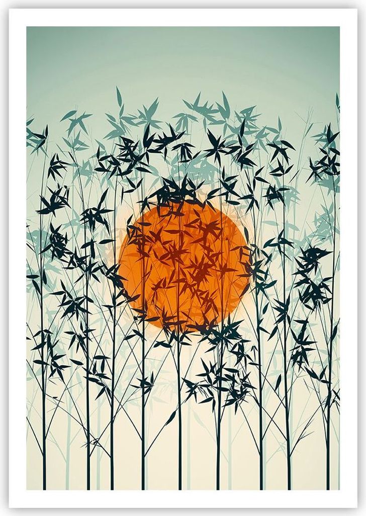 Poster - Poster ohne Rahmen - Westen Sonne Gras - 70x100 cm - Wand Bild - Wanddeko - Wandbilder - Kunstposter - Wandposter - Bilder - Kunstdruck - ...