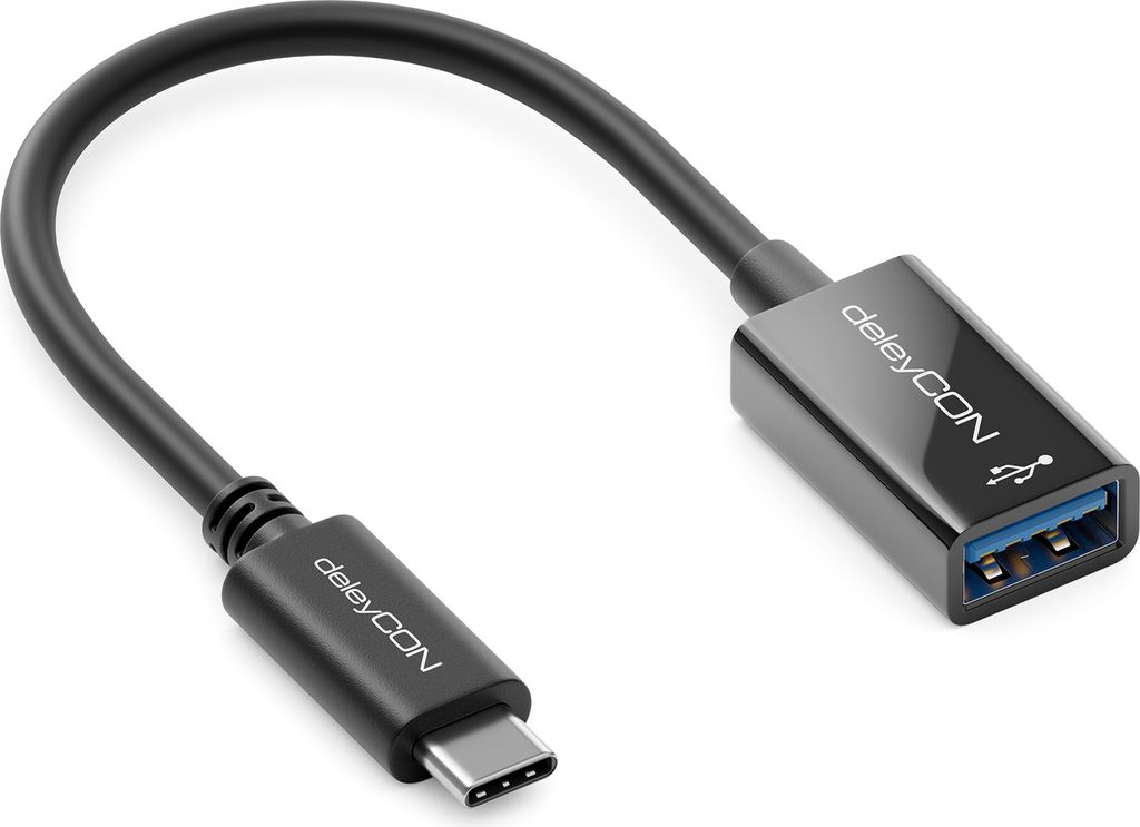 deleyCON 1 Stück USB-C auf USB OTG Adapter Kabel 17cm - USB 5 Gbit/s Handy OTG Adapter - Thunderbolt 3/4 auf USB 3.0 Kompatibel mit iPhone 16 15 P...