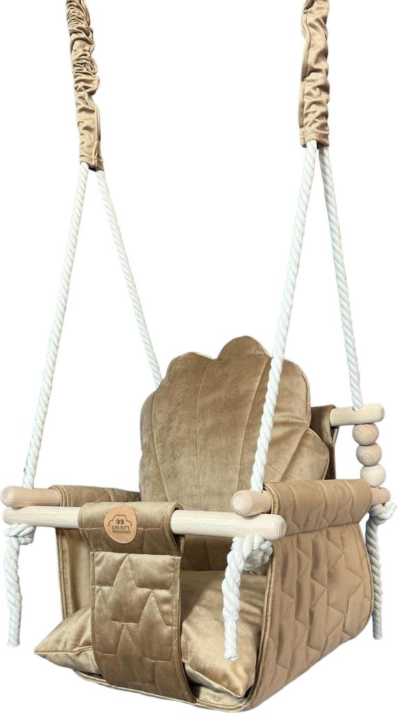 Klassische Schaukel - Muschelsamt camel beige
