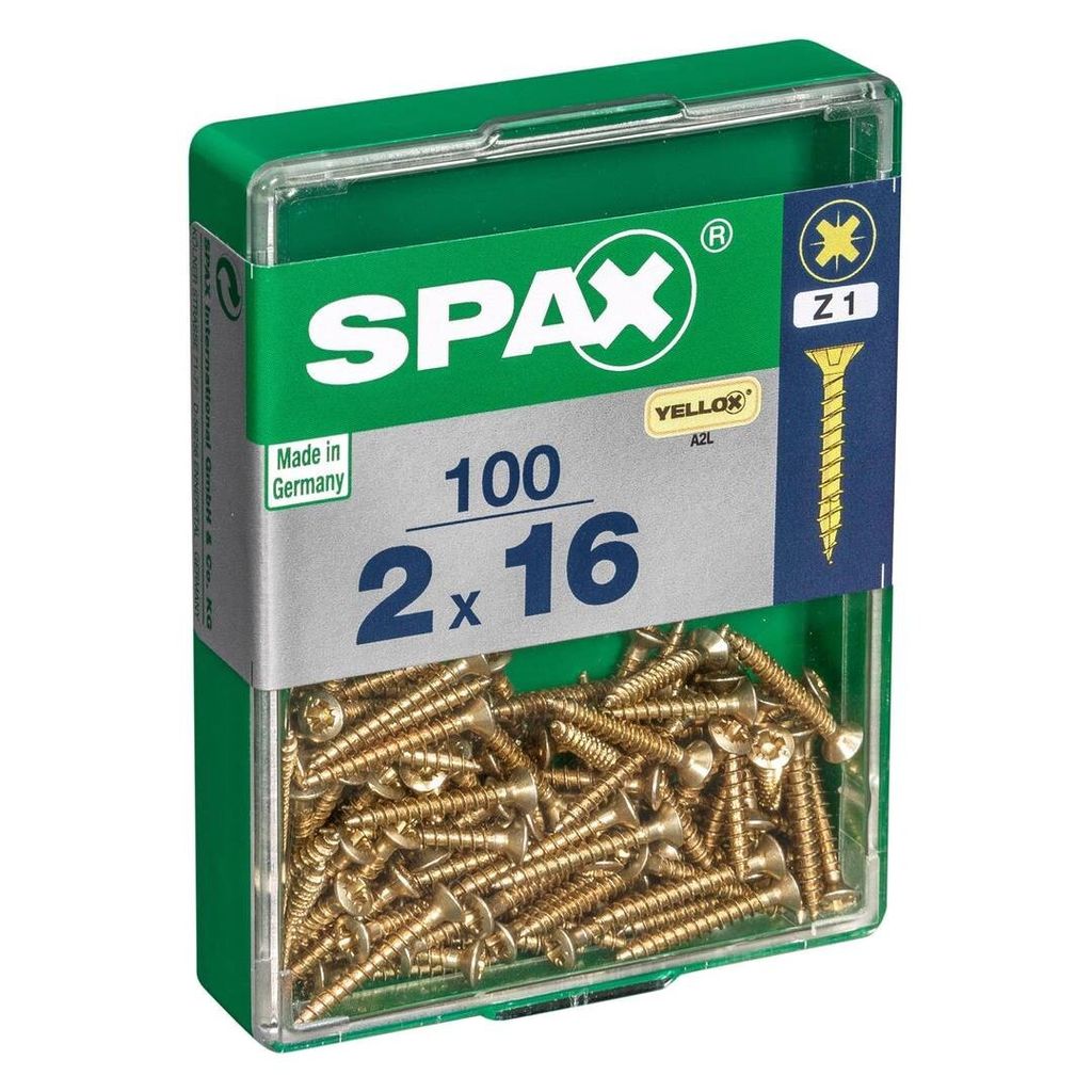 Lot de 100 vis acier tête fraisée pozidriv SPAX, Diam.2 mm Image du produit 