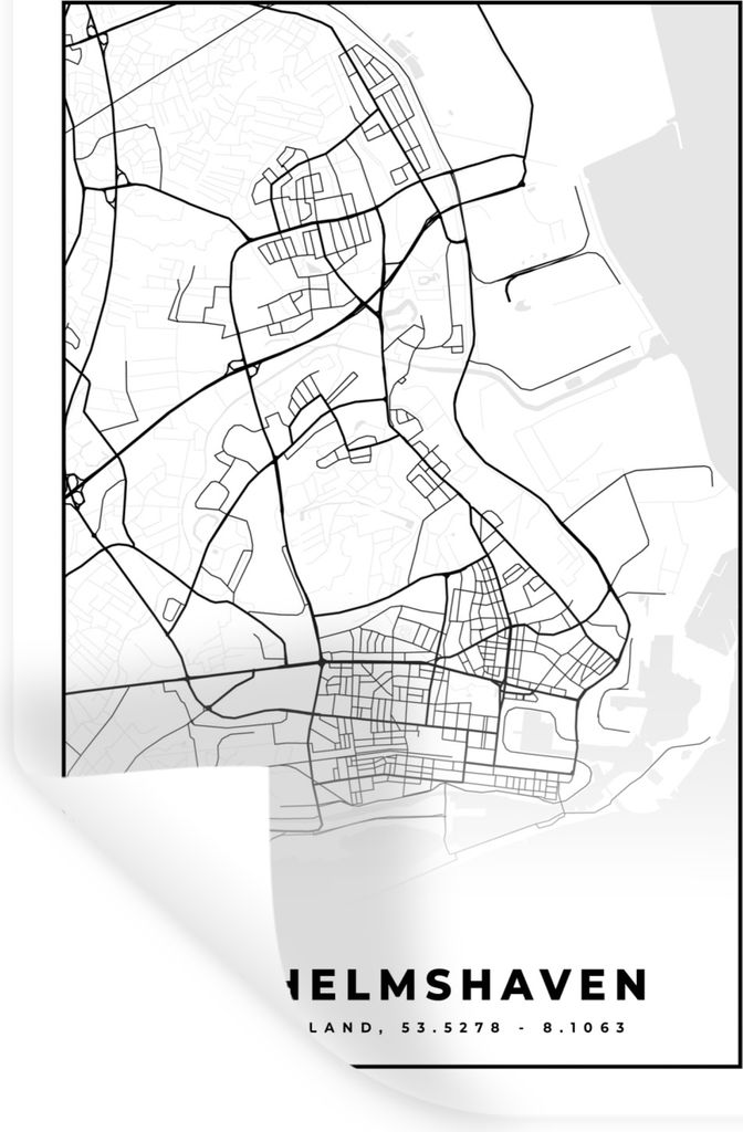 MuchoWow Wandtattoo Wandsticker Wandaufkleber Wilhemshaven - Karte - Stadtplan 20x30 cm Selbstklebend und Repositionierbar - Sticker - Dekorfolie