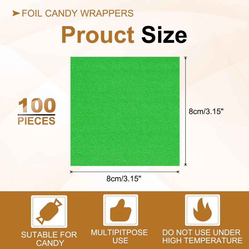 100 Stš¹ck Folie Papier Wrapper, 8x8cm Aluminiumfolie Bonbonpapier, Schokolade Verpackungen fš¹r Bonbonpapier Ostern, Sš¹?igkeiten und Pralin...