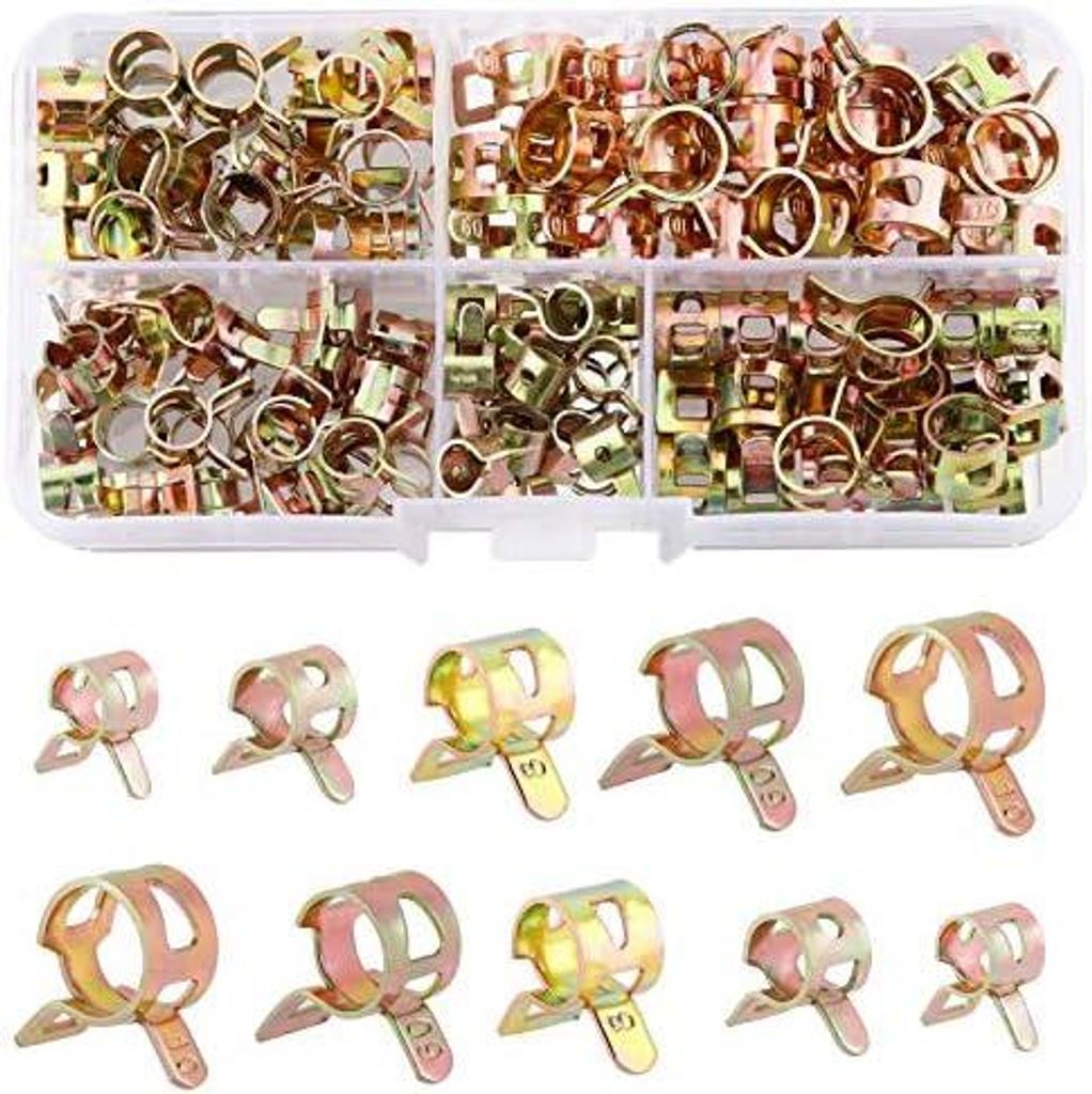 Federklemme Schlauch 100 Stück Kraftstoffleitung Schlauchschellen Befestigung 6-10mm Benzinschlauch Schellen Set für Wasserrohr Luftschlauch