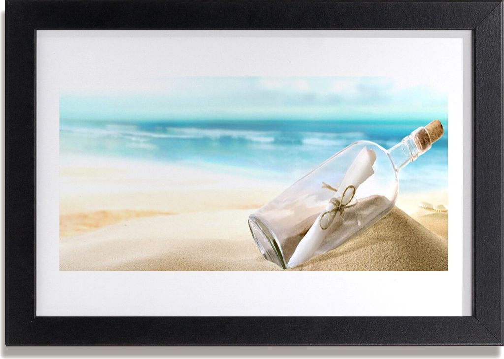 Bild 30x20 MDF-Rahmen Wandkunst Strand Bottle Art Brief