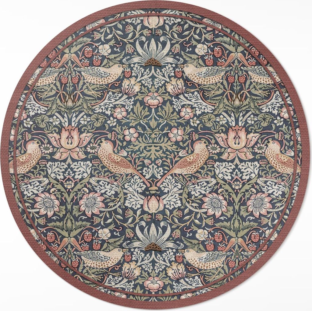 Der Erdbeerdieb von William Morris– Vinyl Fußmatte – Ø 150cm – Rutschfest, Pflegeleicht & Langlebig
