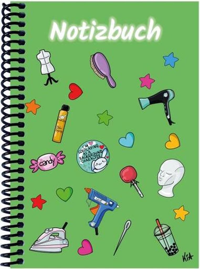 A 4 Notizbuch Manga Items, grün, liniert