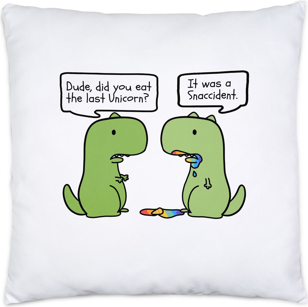 T-Rex frisst Einhorn Kissen inkl. Füllung Lustiges Dinosaurier Einhorn Dino Fun Geschenk Ironie Sarkasmus