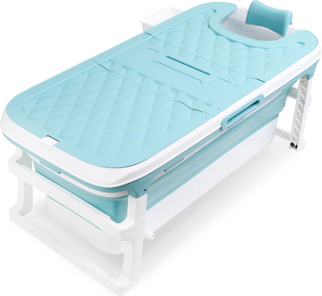 Clanmacy Badewanne Badewanne Faltbare Erwachsene Klappbadewanne Blau 118cm