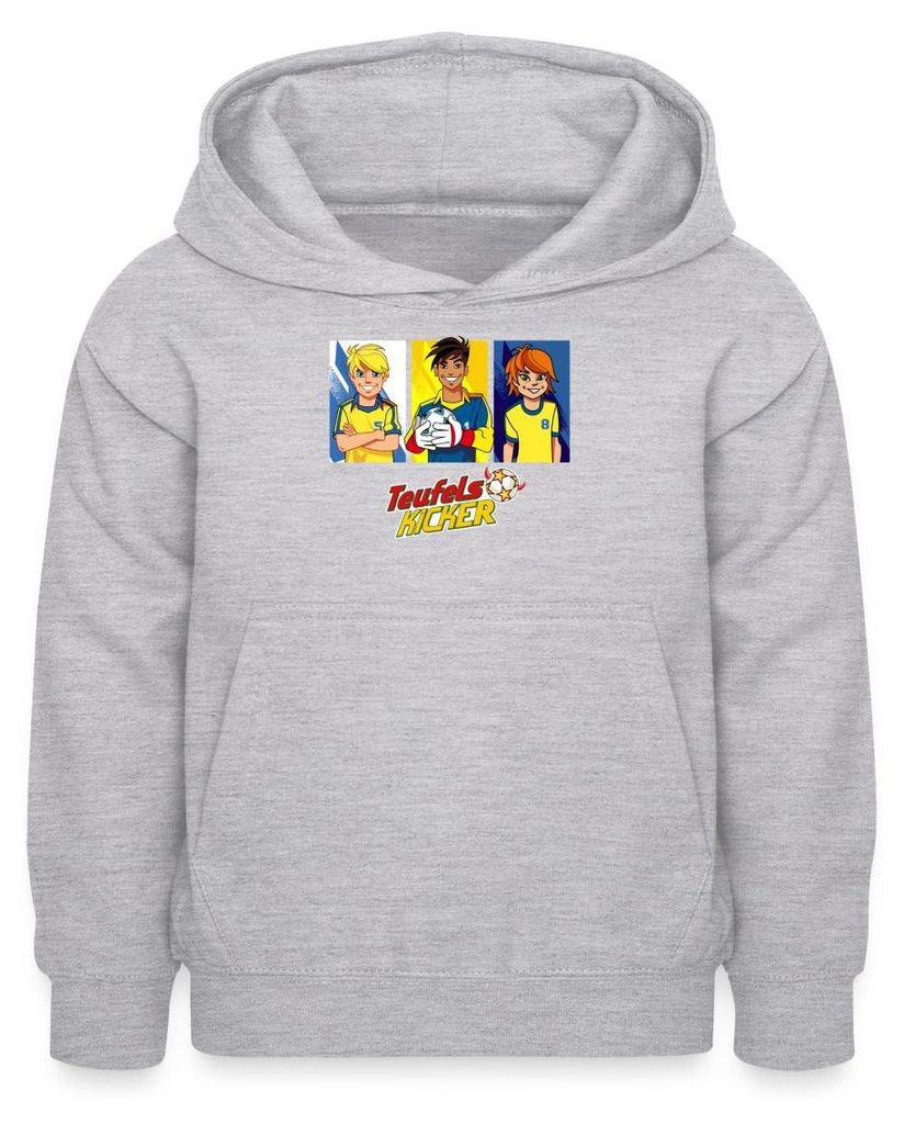 Spreadshirt Teufelskicker Moritz, Mehmet Und Catrina Kinder Hoodie, XS (3/4 years), Hellgrau meliert
