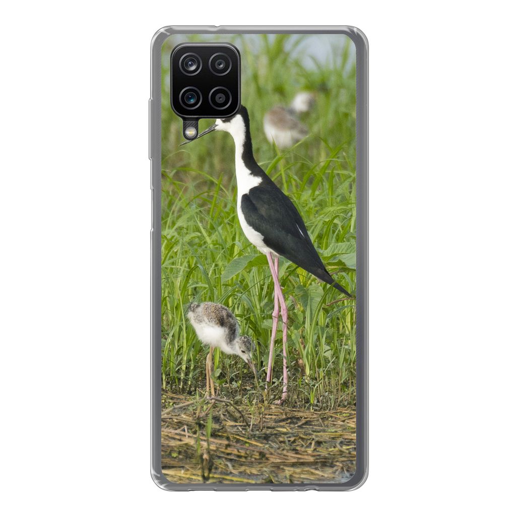 MuchoWow Handyhülle Schutzhülle Hülle für Samsung Galaxy A12 Vogel - Gras - Küken - Sumpf Silikon Softcase Handy Hülle - Bild