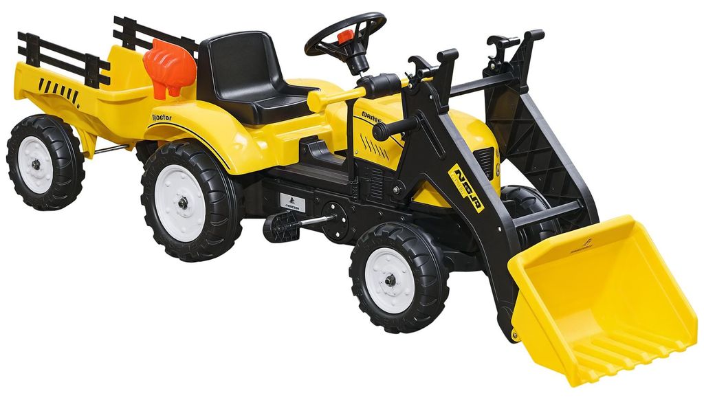 HOMCOM Trettraktor mit Anhänger Tretauto Traktor und Produktbild 