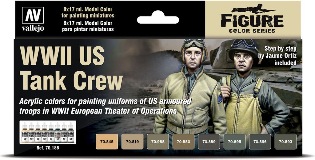 Vallejo Model Color Set 70186 WWII US Tank Crew Airbrush Farben