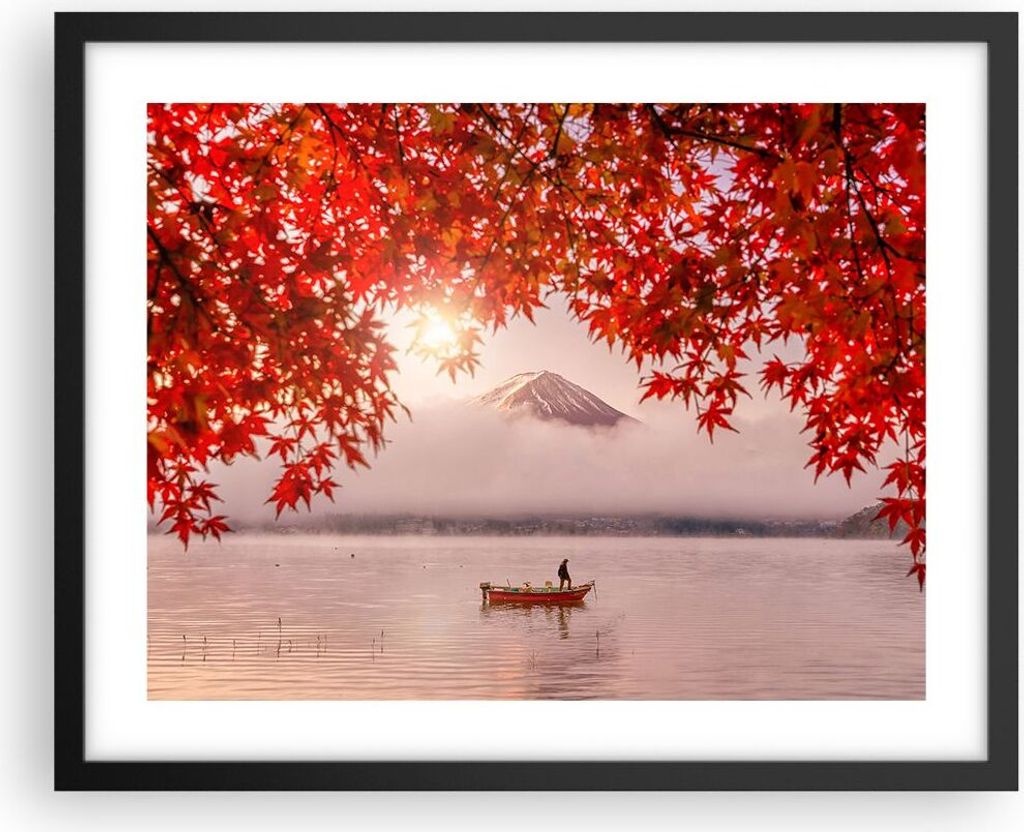 Gerahmtes Poster - Schwarzer Rahmen - Vulkan See - 50x40 cm - Wand Bild - Wanddeko - Wandbilder - Kunstposter - Wandposter - Bilderrahmen - Bilder ...